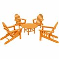 Polywood Classic 5-Piece Tangerine Patio Set with 4 Folding Adirondack Chairs 633PWS1191TA